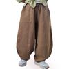 DMOYALA Womens Linen Pants Barrel Solid Khaki Casual Loose Cotton Linen Wide Leg Baggy Lantern Trouser Flowy Elastic Waist Hippie with Pockets for Women M view 2