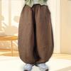 DMOYALA Womens Linen Pants Barrel Solid Khaki Casual Loose Cotton Linen Wide Leg Baggy Lantern Trouser Flowy Elastic Waist Hippie with Pockets for Women M view 3