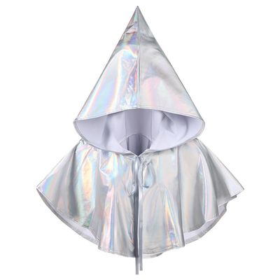 XGOPTS Halloween Metallic Shiny Cowl Hood Medieval Renaissance Hooded Cape Cosplay Cowl Short Cape with Hood for Women Men