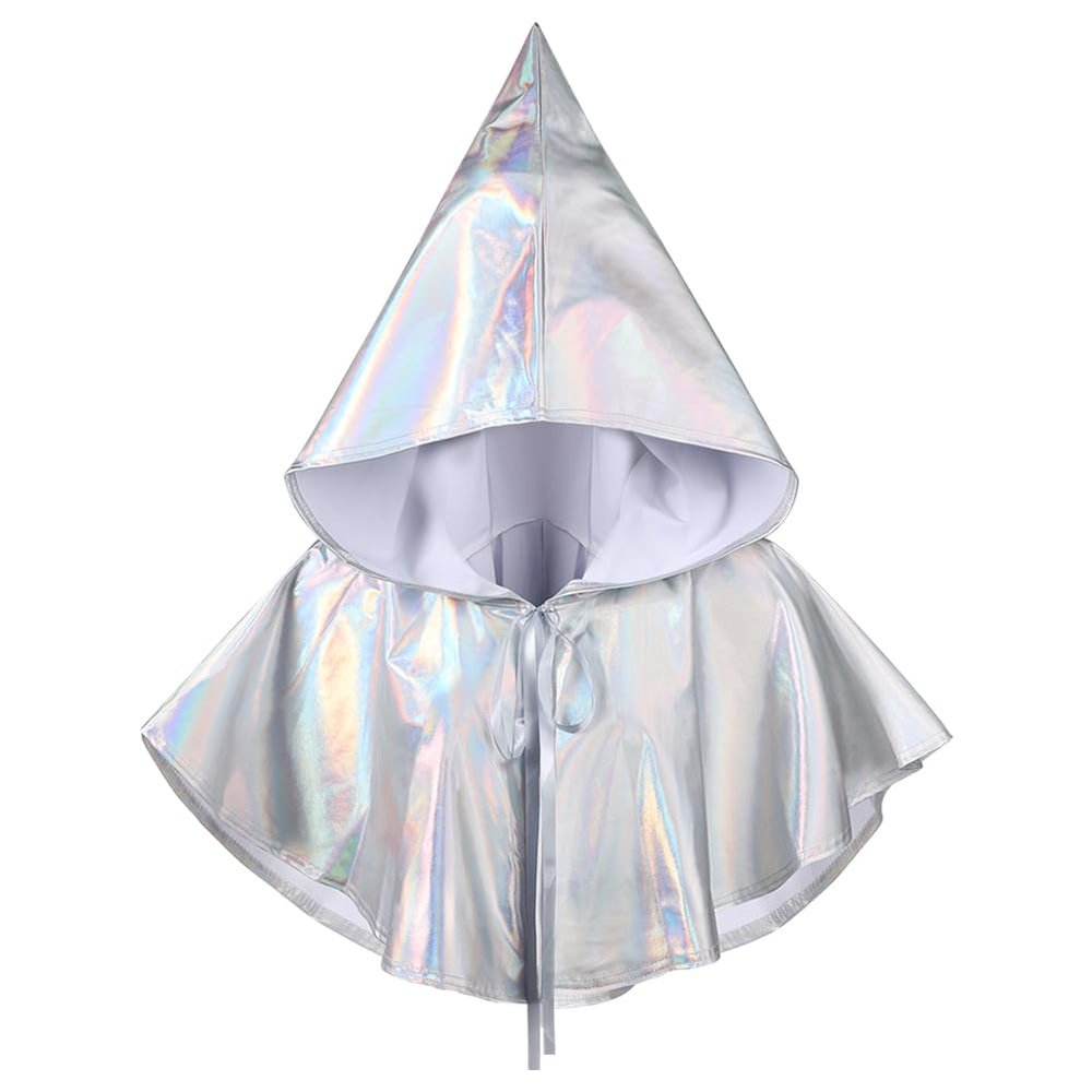 XGOPTS Halloween Metallic Shiny Cowl Hood Medieval Renaissance Hooded Cape Cosplay Cowl Short Cape with Hood for Women Men