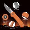 FUJUNI Folding Knife,2.85 Inch Pocket Knife with VG10 Steel Blade and G10 Handle,Sharp Folding Pocket Knife for Men and Women,Camping Knife with Clip for Hunting Survival, Orange view 2