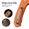 FUJUNI Folding Knife,2.85 Inch Pocket Knife with VG10 Steel Blade and G10 Handle,Sharp Folding Pocket Knife for Men and Women,Camping Knife with Clip for Hunting Survival, Orange view 3
