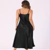 Allegra K Satin Sleeveless Long Dresses for Women's V Neck Spaghetti Strap Evening Party Silky Maxi Dress Small Black view 2