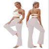 BUBBLELIME 29"/31"/33"/35"/37" High Waist Yoga Pants Tummy Control for Womens Bootcut Workout Flared Basic/Out Pockets -Ivory XS-33 Inseam view 4