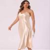 Allegra K Satin Sleeveless Long Dresses for Women's V Neck Spaghetti Strap Evening Party Silky Maxi Dress Small Champagne view 4
