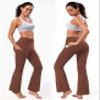 BUBBLELIME 29"/31"/33"/35" 4 Styles Women's Tummy Control Bootcut Yoga Pants - Side Pockets_Dark_Coffee XS-31 Inseam view 3