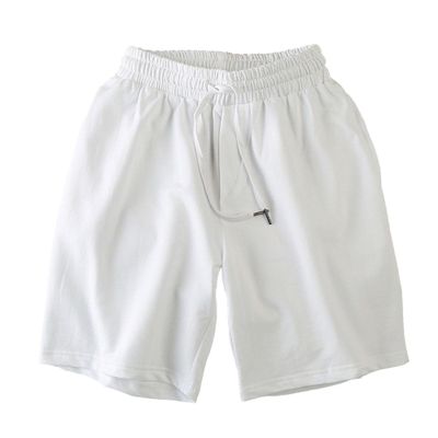 QOAAIE Athletic Running Shorts for Men Elastic Waist Straight Leg Shorts with Pockets Casual Summer Beach Shorts (White,Medium)