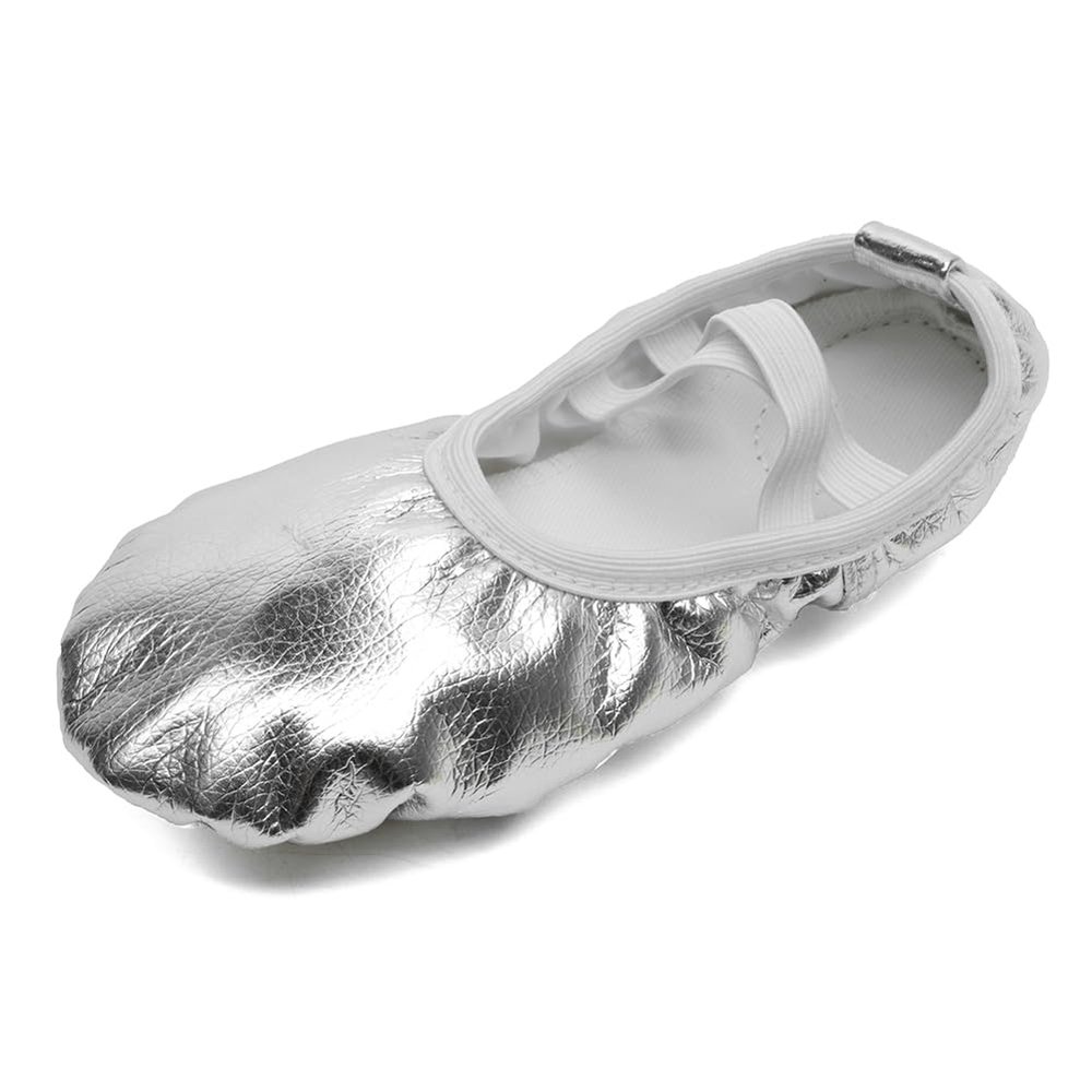 MSMAX Ballet Shoes for Girls Toddler Halloween Shoes Split Sole Dance Slipper Silver 1 M US Little Kid