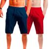 QOAAIE 2 Pack Men's Linen Shorts Casual Drawstring Summer Beach Shorts Loose Fit Athletic Gym Golf Shorts with Pockets (D-Blue/Red,X-Large) view 1