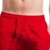 QOAAIE 2 Pack Men's Linen Shorts Casual Drawstring Summer Beach Shorts Loose Fit Athletic Gym Golf Shorts with Pockets (D-Blue/Red,X-Large) view 2