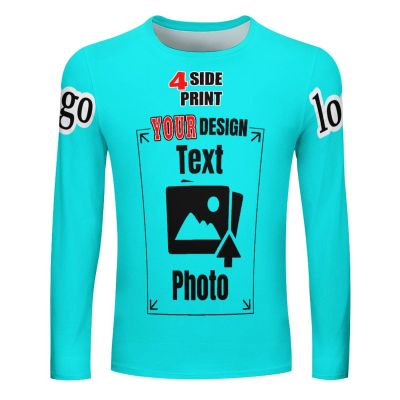 Custom Long Sleeves Shirts Bulk for Men Personalized Long Sleeves Shirts with Logo Name Photo Work Shirts for Business Cyan 5X-Large