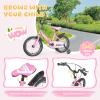 Betterland Folding Kids Bike,16 Inch Children Bicycle with Training Wheels and Dual Handbrakes Toddler Sport Bicycle for 3-9 Years Old Boys and Girls(Pink) view 2