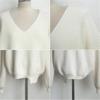 Acrylicers V-Neck Solid Pullovers Knitted Tops Long Sleeve Fleece Jumpers Soft Warm Sweater 2-One Size view 2