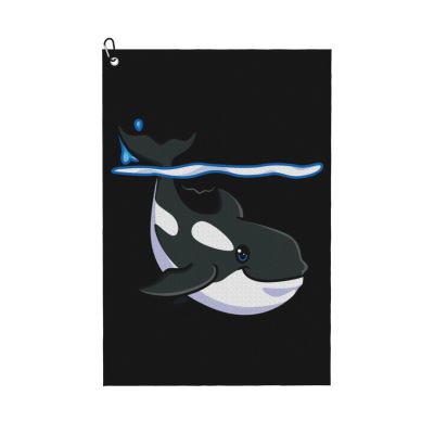Cute Killer Whales Show Their Tails Golf Towel 16 x 24 Inch Golf Towels for Golf Bags with Carabiner Clip Polyester Golf Towel Golf Accessories for Men Women