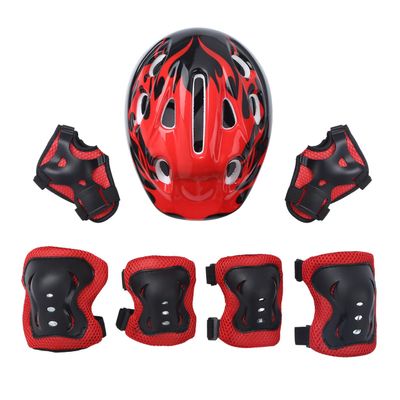 Eandarui 7Pcs Kids Protective Gear Set Adjustable Helmetand with Knee Elbow Wrist Safety Pads for Roller Scooter Skateboard Bicycle Red A One Size