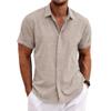 1/2/3 Pack Men's Linen Shirt Textured Shirts Casual Button Down Collar Tops Summer Beach Shirt Vacation Shirts (M,Apricot2+Black+Green3) view 2