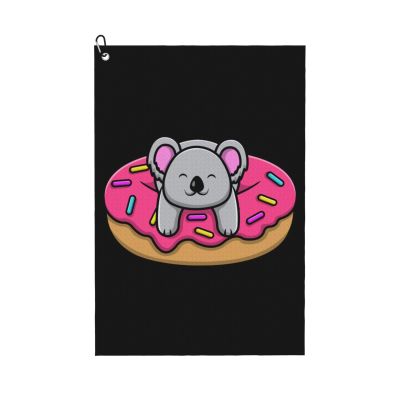 SIYTUAU Cute Koala Donuts Golf Towel 16 x 24 Inch Golf Towels for Golf Bags with Carabiner Clip Polyester Golf Towel Golf Accessories for Men Women