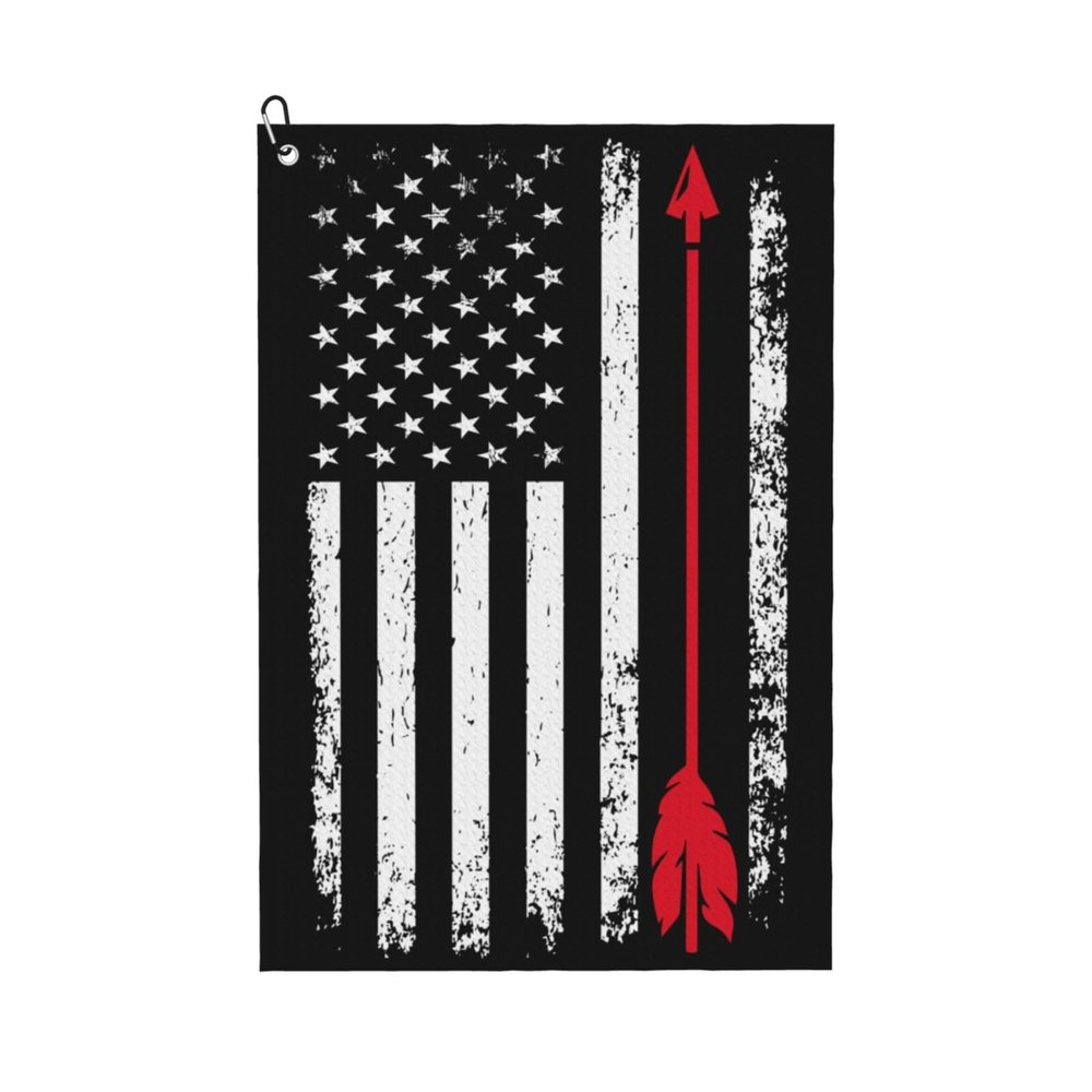 SIYTUAU USA Archery Flag Golf Towel 16 x 24 Inch Golf Towels for Golf Bags with Carabiner Clip Polyester Golf Towel Golf Accessories for Men Women