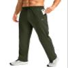 Pudolla Men's Fleece Lined Sweatpants with Zipper Pockets Winter Warm Water Resistant Athletic Pants for Workout Running(Olive Green XX-Large) view 1