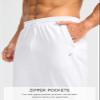 Pudolla Men's Fleece Lined Sweatpants with Zipper Pockets Winter Warm Water Resistant Athletic Pants for Workout Running(White Medium) view 2
