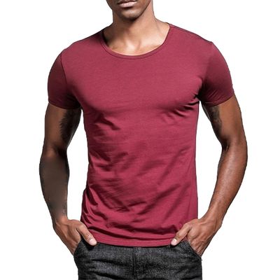 Mens Slim Fit Muscle T Shirts Short Sleeve V Neck Basic Tee Shirt Soft Plain Casual Basic Tee Shirt Undershirt (Red,Small)