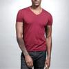 Mens Slim Fit Muscle T Shirts Short Sleeve V Neck Basic Tee Shirt Soft Plain Casual Basic Tee Shirt Undershirt (Red,Small) view 3