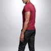 Mens Slim Fit Muscle T Shirts Short Sleeve V Neck Basic Tee Shirt Soft Plain Casual Basic Tee Shirt Undershirt (Red,Small) view 4