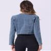 Allegra K Denim Collarless Cropped Jackets for Women's Open Front Jean Cardigan Bolero Shrug X-Large Dusty Blue view 3