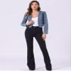 Allegra K Denim Collarless Cropped Jackets for Women's Open Front Jean Cardigan Bolero Shrug X-Large Dusty Blue view 4