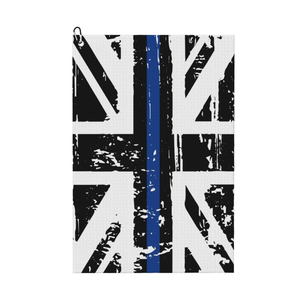 SIYTUAU Thin Blue Line UK Flag Golf Towel 16 x 24 Inch Golf Towels for Golf Bags with Carabiner Clip Polyester Golf Towel Golf Accessories for Men Women