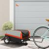 GOLINPEILO Bike Trailer Bicycle Cargo Trailer, Bike Wagon Trailer, Bike Cart with Safety Flag, Black and Orange 99.2 lb Iron, 54.3"x27.2"x22.8" view 1