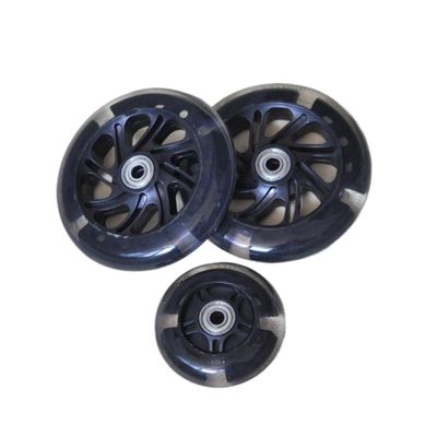 GXBHSP Light Up 120mm Scooter Front Wheels 80mm Kids Scooter Wheels Micro Scooter Replacement Wheels for 3-Wheeled Kid Push Kick Scooters Durable and Easy to Install (Black,3)