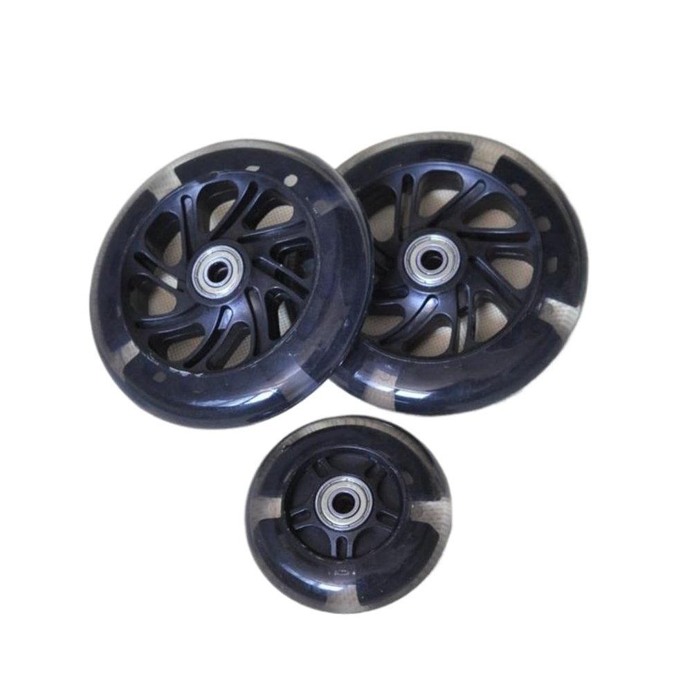 GXBHSP Light Up 120mm Scooter Front Wheels 80mm Kids Scooter Wheels Micro Scooter Replacement Wheels for 3-Wheeled Kid Push Kick Scooters Durable and Easy to Install (Black,3)