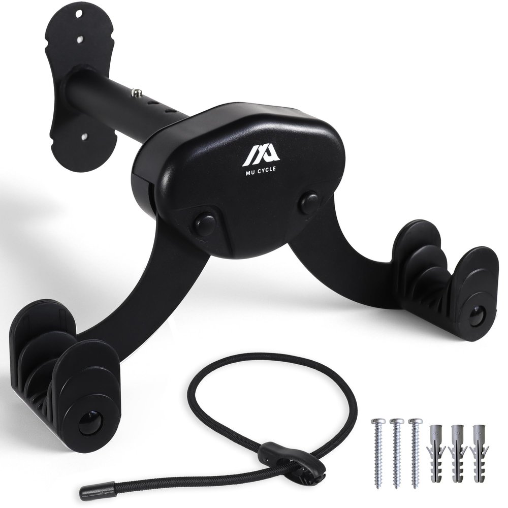MU CYCLE Buffalo Bike Wall Mount Rack Adjustable Heavy-Duty Horizontal Indoor Hanger for Road, Mountain & Hybrid Bikes up to 48.5 lbs / 22 kg, Space-Saving Garage & Apartment Storage