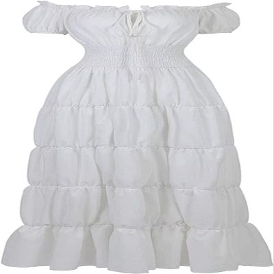 ADELCE Halloween Renaissance Costume for Women Medieval Chemise Dress Pirate Peasant Dress Tops Irish Under Dress White M