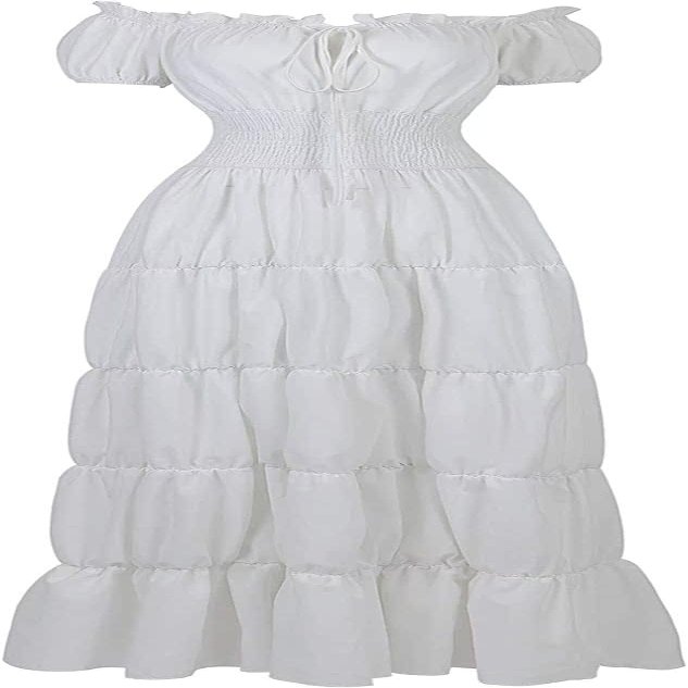 ADELCE Halloween Renaissance Costume for Women Medieval Chemise Dress Pirate Peasant Dress Tops Irish Under Dress White M