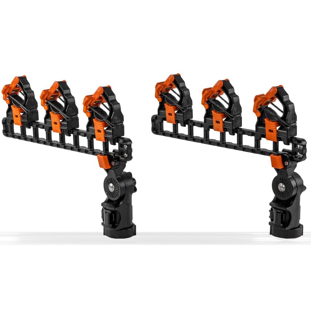 YakAttack SideStage Pro Rod Rack for Kayak Fishing - Set of 2 | Horizontal Fishing Rod Holder with LockNLoad Mount & ClickTrac Rails | Fits Pedal Drive & Motorized Kayaks | Durable USA-Made Gear