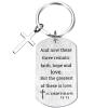1 Corinthians 13:13 Inspirational Scripture Keychain with Cross - Bible Verse Matte Key Chain Religious Gift for Christian (1 Corinthians 13:13) view 1