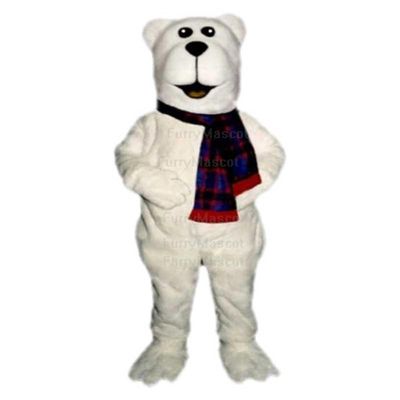 Arctic Bear With Scarf Mascot - Sales Animal Mascot Costume Carnival Costumes School Spirit Holy