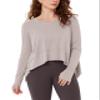 ODODOS Long Sleeve Tee for Women with Thumb Hole Athletic Gym Workout Crop Tops Yoga Shirts, Light Beige, Large view 1