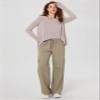ODODOS Long Sleeve Tee for Women with Thumb Hole Athletic Gym Workout Crop Tops Yoga Shirts, Light Beige, Large view 3