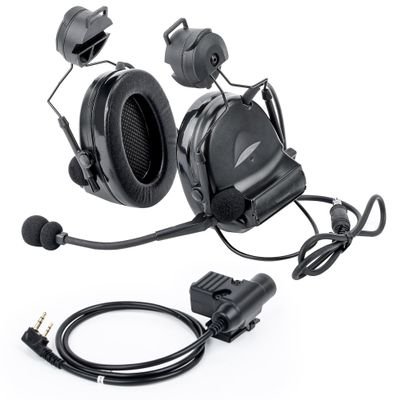 GLECTICAL Comta II Tactical Airsoft Shooting Wargame Headset,with mic Without Noise Cancellation Function,Sponge Ear Pads with ARC Rail Adapter and U94 PTT Kenwood Adapter for Airsoft Sports BK