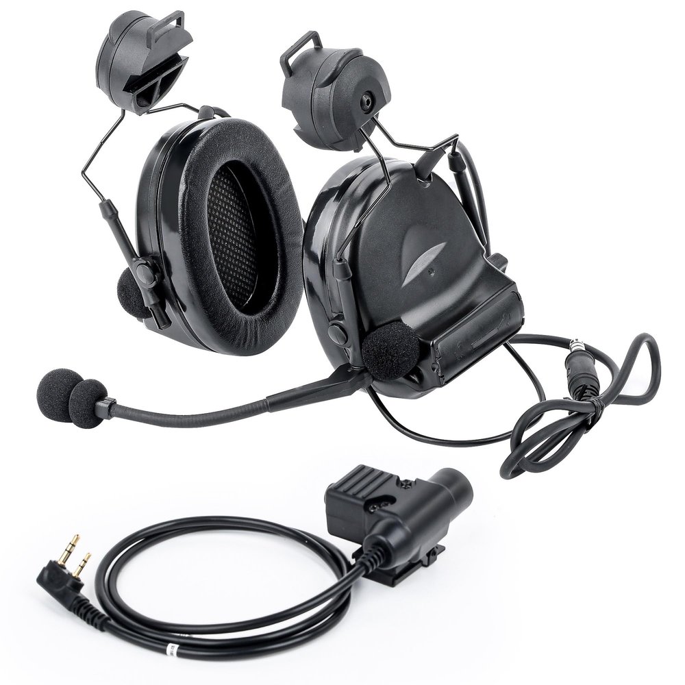 GLECTICAL Comta II Tactical Airsoft Shooting Wargame Headset,with mic Without Noise Cancellation Function,Sponge Ear Pads with ARC Rail Adapter and U94 PTT Kenwood Adapter for Airsoft Sports BK