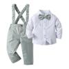 Boarnseorl Baby Boys Pants Sets, Infant Long Sleeve Shirt + Pants + Bow Tie + Suspenders,Toddler Gentleman Outfits,3-4Y view 1