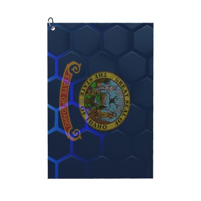 SIYTUAU Honeycomb Style Flag of Idaho Golf Towel 16 x 24 Inch Golf Towels for Golf Bags with Carabiner Clip Polyester Golf Towel Golf Accessories for Men Women