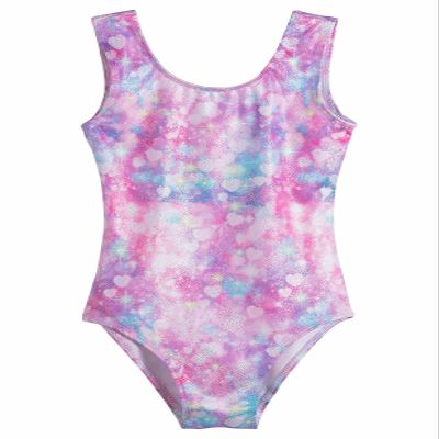 Domusgo Leotard for Girls Gymnastics Size 7-8 Years One Piece Shiny Tank Rainbow Loves Sleeveless Quick Dry Activewear