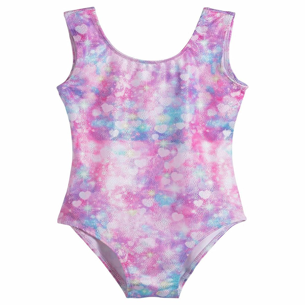 Domusgo Leotard for Girls Gymnastics Size 7-8 Years One Piece Shiny Tank Rainbow Loves Sleeveless Quick Dry Activewear
