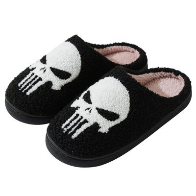 V OPXIN Halloween Slippers for Women Men Pumpkin Spooky Ghost Slippers Cozy Plush Warm Slip-on House Slippers Shoes for Indoor Outdoor Halloween Gifts