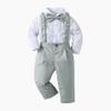Boarnseorl Baby Boys Pants Sets, Infant Long Sleeve Shirt + Pants + Bow Tie + Suspenders,Toddler Gentleman Outfits,5-6Y view 2