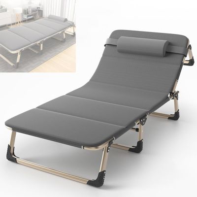 Heavy Duty Camp Cot for Adults for Adults with Mattress and Pillow, 4-Level Adjustable Portable Folding Bed Enlarge Width Comfortable Sleeping Cots for Indoor Outdoor(190 * 68 * 30cm)